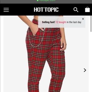 red plaid pants with detachable chain,